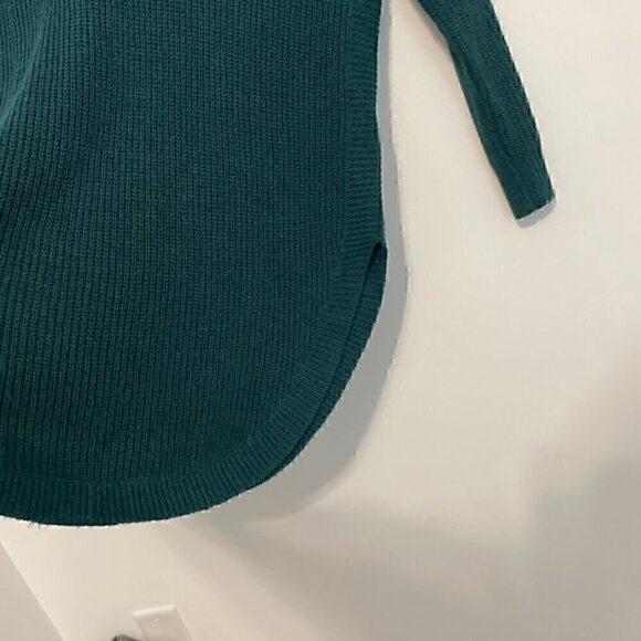 EXPRESS Strappy Circle Hem Tunic Sweater Solid Teal Green Blue 3/4 Sleeve Winter - Picture 9 of 15